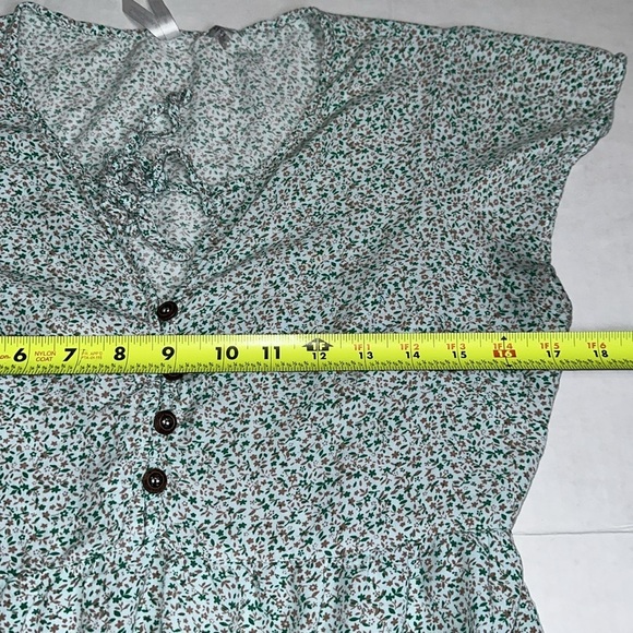 Seraphine Green Floral Button Front Maternity Dress Size 4 Short Sleeve Tiered - Picture 6 of 11